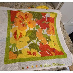 Elsa Williams Handpainted Canvas Pillow KPN 151 Vintage Colorful Flowers